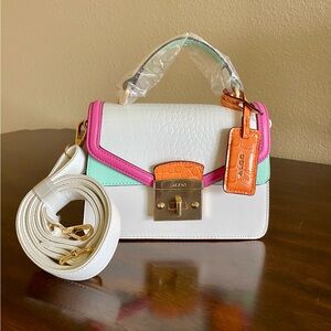 ALDO New white & pink purse 8” wide